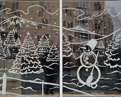 Студенты АГПК украсили окна лицея к Новому году